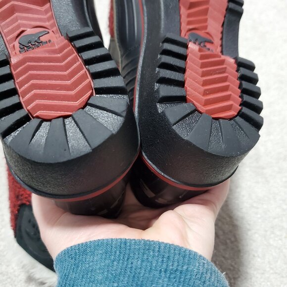 SOREL Tivoli 2 II Ribbed Knit Waterproof Snow Winter Boots Black Red Women's 7.5 - Picture 13 of 13